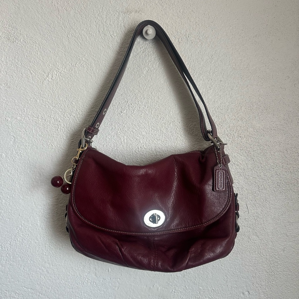 Coach Deep Red Leather Shoulder Bag